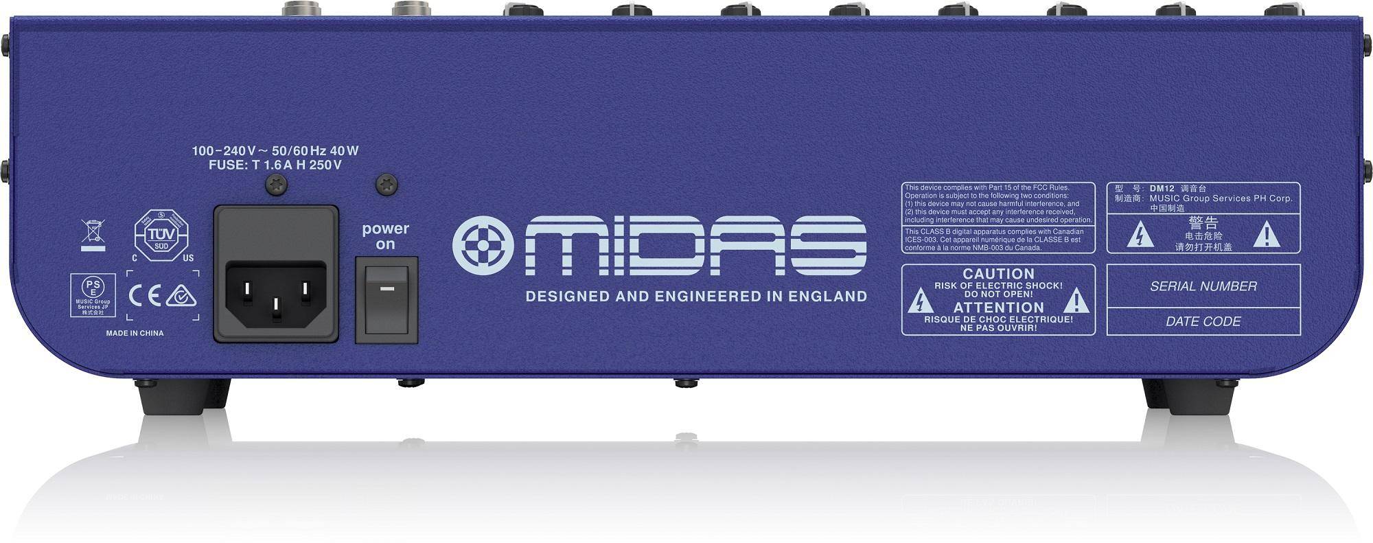 MIDAS DM12 (DM12) 12 Input Analogue Live and Studio Mixer with Midas Microphone Preamplifiers