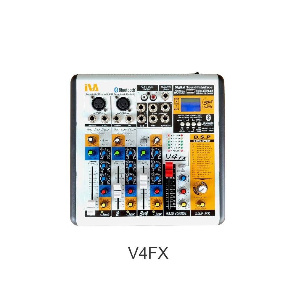 IVA V4FX 2 Mic 1 Stereo, Studio Quality Mixer c/w FX, Pendrive USB