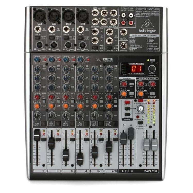 BEHRINGER XENYX X1204USB 12Input 2/2Bus Mixer with Compressors, British EQs, 24Bit MultiFX