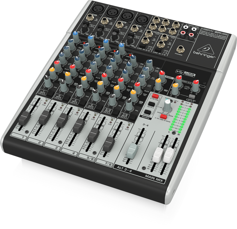 BEHRINGER XENYX 1204USB 12Input 2/2Bus Mixer with Compressors, British EQs and USB Audio Interface