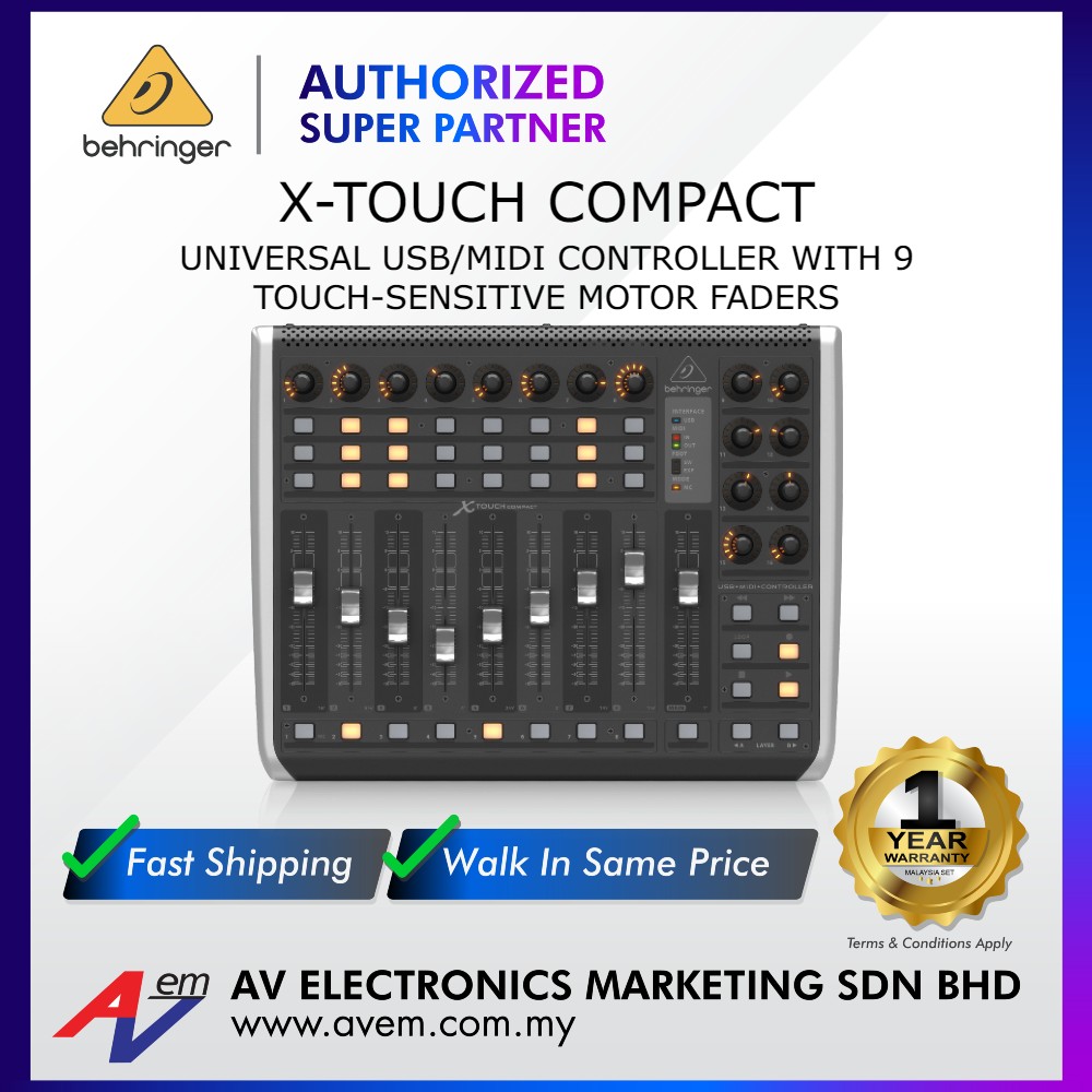 BEHRINGER X-TOUCH COMPACT Universal USB/MIDI Controller with 9 Touch ...