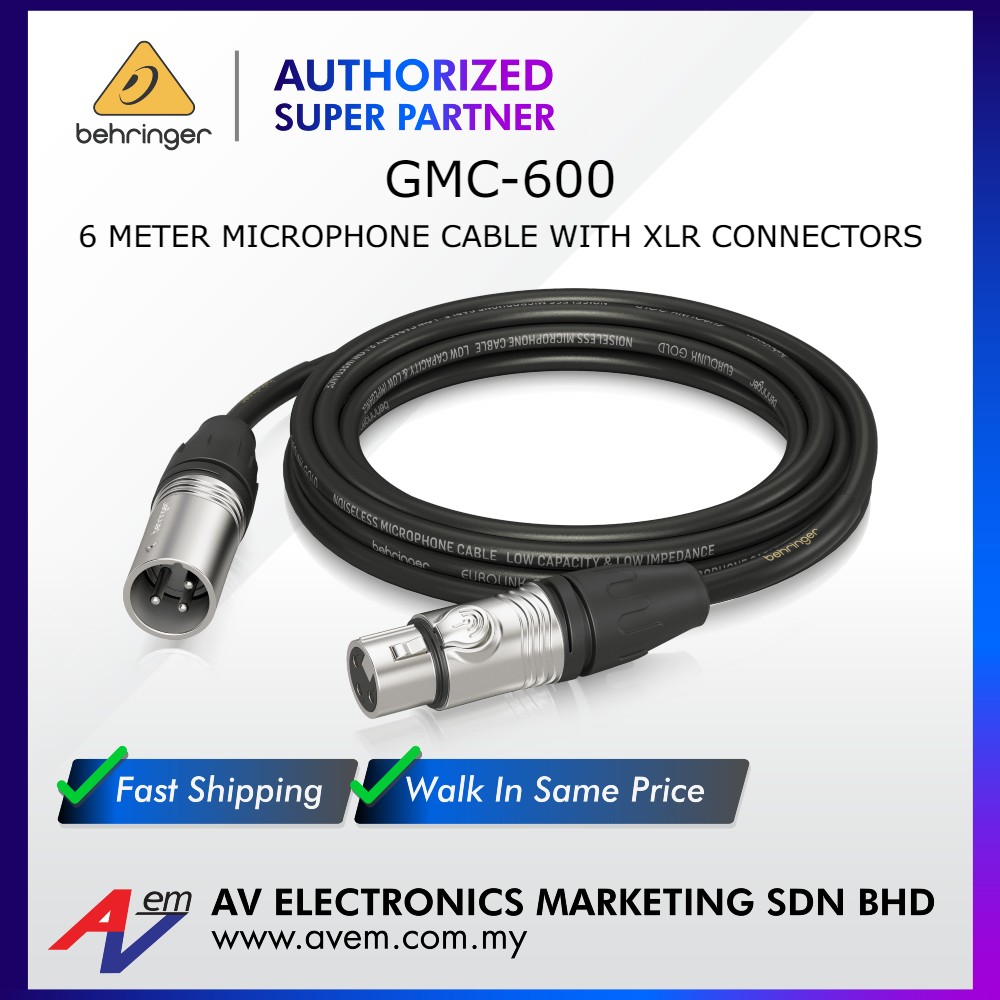 BEHRINGER GMC-600 Gold Performance 6 m (19.7 ft) Microphone Cable with ...