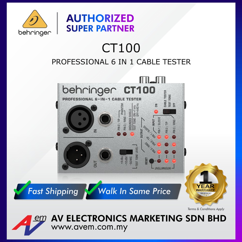 BEHRINGER CT100 Professional 6-in-1 Cable Tester