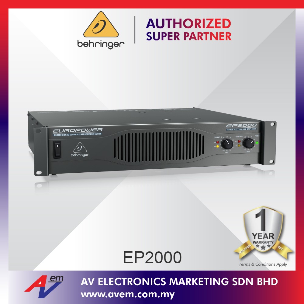 BEHRINGER EUROPOWER EP2000 2,000Watt Stereo Power Amplifier with ATR