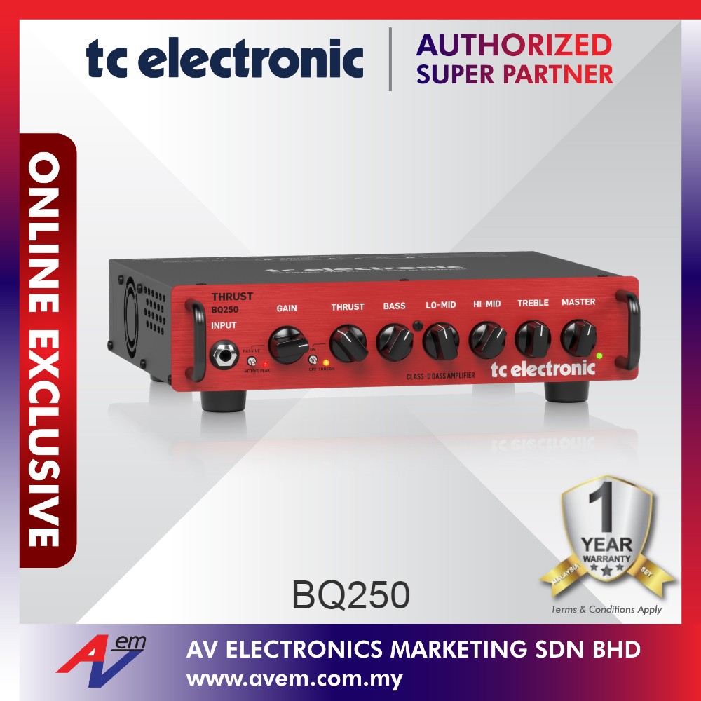 TC Electronic BQ250 250 Watt Portable Bass Head with Mosfet Preamp and